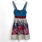 Urban Outfitters KIMCHI BLUE  UO Colorblock Bow Back Dress Blue Gray Floral 2010s Photo 2