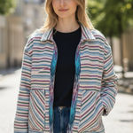 ZARA NWT  Textured Weave Jacket Striped Boho L Bloggers Fave Photo 0