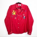 Disney store corduroy Pooh bear red button down shirt Photo 10