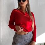 Polo Cherry Red V Neck Red  Rib Knit Photo 0