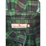 CK Bradley Women's Green Navy Plaid Ruffled Mock Neck Long Sleeve Shirt Size L Size L Photo 5