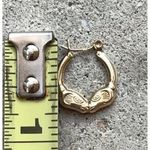 14k Yellow Gold Stamped Ram Head Hoop Vintage Women’s Earrings Hollow Photo 2