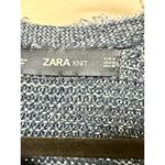 ZARA  Knit Shiny Long Sleeve Open Front Tie Waist Coatigan Navy Blue Women's M Photo 2