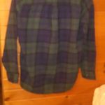 Old Navy Women's Classic  Green and Blue Flannel Shirt Photo 6