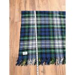 Faribo 100% Wool Tartan Plaid Fringe Blanket Throw Blue Green Vintage USA Photo 2