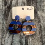 Yingli Blue and Brown Striped Earrings Photo 0