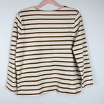 Sézane Sezane Colette Mariniere Striped Cotton Long Sleeve Shirt Ecru Camel Size Small Photo 7