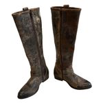 Diba True Brown Distressed Leather Flower Child Harness Riding Boots Photo 9