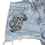Forever 21 Womens Denim Blue Jean Floral Embroidered Cut Off High Waist Size 28 Photo 2