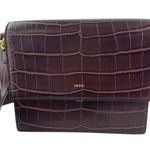 JW Pei  Women's Burgundy Faux Leather Vegan Croc Mini Flap Crossbody Handbag OS Photo 2