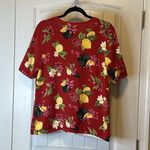 Christopher & Banks  Womens Red Button-Front Short Sleeve Cotton‎ Sweater Sz 14 # Photo 1