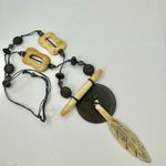 Bone beaded chinese coin pendant vintage estate necklace Photo 0