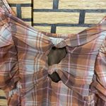 Madden NYC Brown And Orange Plaid‎ Ruched Dress Size Large Photo 3