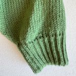 Boutique Womens sz M Green Oversized Exposed Seam Chunky Knit Sweater Cozy Warm Layering Photo 7