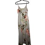 Hello Molly  Sounds Of Summer Maxi Dress Beige Floral Tie Front Button Down L Photo 3