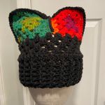 Handmade Crochet Cat Animal Ear Beanie Hat Cozy Ribbed Brim Stretch Winter Hat Photo 0