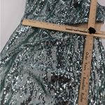 Toccin Dress Womens 4 Blue Sequin Cut Out Gown Formal Long Mesh Cocktail Party Blue Photo 11