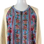Umgee  Embroidered Sherpa Jacket Boho Festival Cozy Warm Zip Front Medium Photo 1