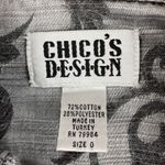 Chico's Chico’s Gray Silver Fleur De Lis Cropped Cotton Long Sleeve Jacket S Photo 8