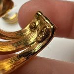 Swavorski Napier Gold Tone Large Curved Stud Pierced Earrings Signed Photo 6