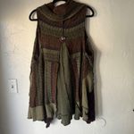 Tolle Amine Women's Asymmetrical Knit Vest Duster Patchwork Boho Art to Wear Green Size XL Photo 5