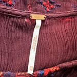 Free People  “All Your Feelings” Sheer Embroidered Blouse Plum Red Boho Photo 9