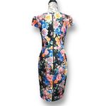 Betsey Johnson 6 Black Floral Scuba Pencil Dress Short Sleeve Feminine Festival Photo 4