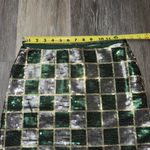 Judith March  Green & Silver Checked Print Sequined Mini Skirt - Size S Photo 3