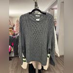 Charcoal Cable Knit Sweater for Women Gray Size L Photo 2