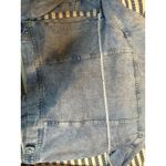 Free People Distressed Denim Jacket Light Wash Frayed Pockets Button Front Women Photo 7