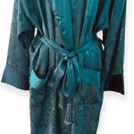 Victoria's Secret VICTORIA’S SECRET Vintage Gold Label Teal Green Long Satin Bathrobe Size M/L Photo 7
