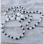 Vintage Necklace Statement Unusual Cream & Black Very Long Can Be Layered Photo 9