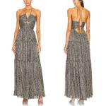 ALC Frank A.L.C. Kai Dress Gold Halter Maxi Size 4 XS Metallic Disco Party NYE Holiday NEW Photo 1