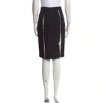 Jenni Kayne 854  Black Cotton Pencil Skirt Beige Abstract Stripes Lined Midi Photo 2