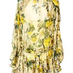 OPT chiffon floral tiered tie side mini dress ruffle sz XS Yellow Photo 1