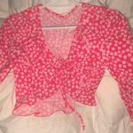 Floral Red And White Crop Top Photo 0