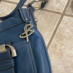 B. Makowsky Blue pebbled Leather Crossbody Bag Buckle Detail Designer Purse Photo 2