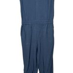 J.Crew Women's Drapey Oxford Blue Sleeveless Crepe V-Neck Jumpsuit Size 0 Photo 0