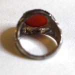 Source Unknown NWOT Lt. Pumpkin Orange Inset Glass Stone Etched Silver Tone Szs 5-6 & 8 Rings Photo 4