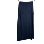 Halara NWT  Navy High Waisted Decorative Buckle Split 2-in-1 Maxi Skirt Small Photo 4