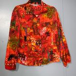 Chico's Chico’s Orange Multicolor Corduroy Button Down Long Sleeve Shirt Jacket Medium Photo 7
