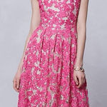 Anthropologie Yoana Baraschi Jardim Dress Pink Floral Lace Party Cocktail Size 6 Photo 0