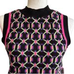 SO  Retro Sweater Vest Preppy Black Fuchsia Crop High Neck Vest Junior Medium NEW Photo 3