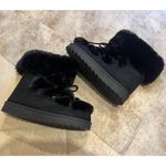 Esprit š Winola faux fur lace up side zip mid calf boots black size 7 Photo 6