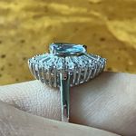 Natural Aquamarine Moissanite Sterling Silver Ring Size 7 Blue Photo 2