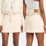 Levi's Levi’s Premium Women’s Ribcage Denim Mini Skirt Rainbow Embroidered in Ecru 29 Photo 1
