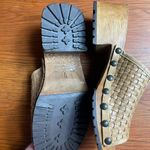 Candie's Candie’s Women’s Sz 7 Slip On Wooden Block Sandal Shoes Woven Brown Vtg Y2K Photo 5