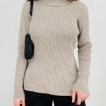 vtg y2k heathered oatmeal fitted turtleneck sweater top size xl Photo 4