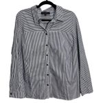 Eloquii  Women's Black White Striped Long Sleeve Button Down Shirt Plus Size 18 Photo 0