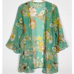 Xhilaration Cardigan Size Large Open Front Floral Ruffle Sleeve Photo 0